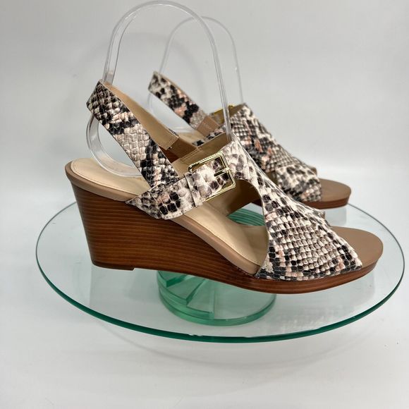 Cole Haan Philomina Sandal 8 B Leather Wedge Python Print - Picture 2 of 9